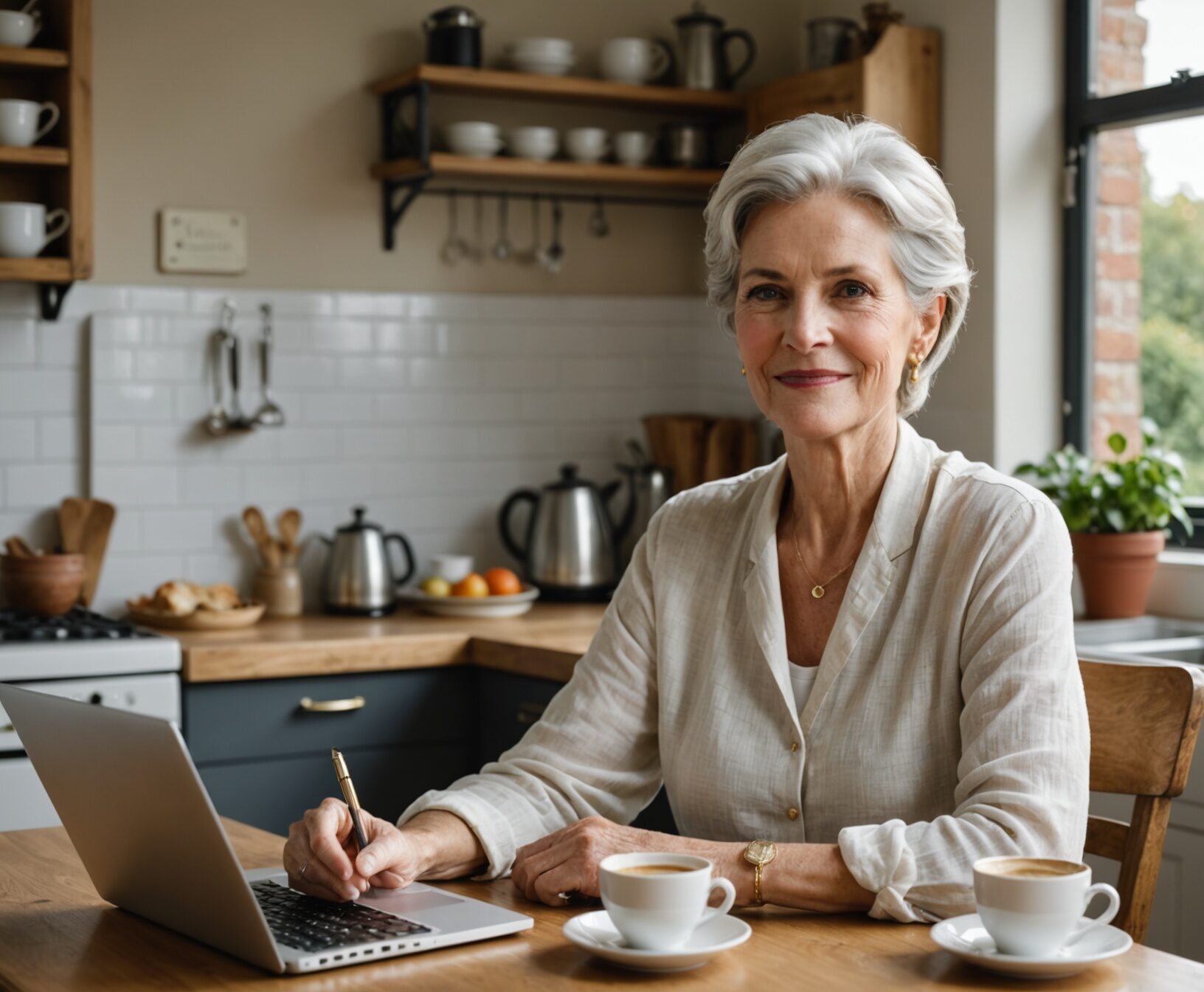 Someone at a kitchen table using Sigma Domain on a laptop